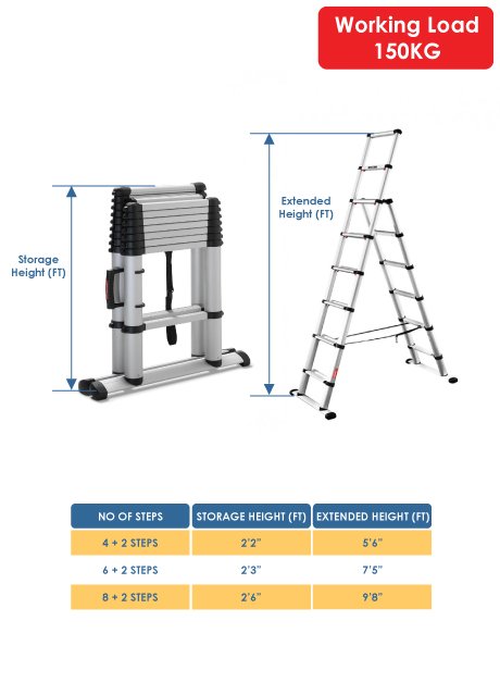 Aluminium Combination Ladder 4 + 2 Steps (TCL17)