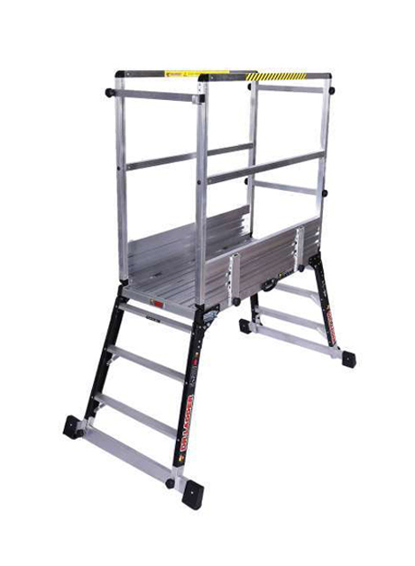 Fiberglass Step-Up Platform Ladder with Guardrail 3 Steps (SPL-NFB07G)