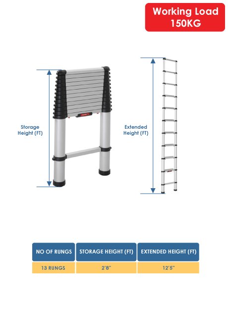 Aluminium Telescopic Ladder 13 Steps (HPS-38BC)