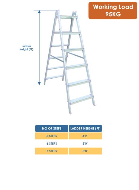 Aluminium E Double Sided Ladder – 6 Steps (KE-Z0106)