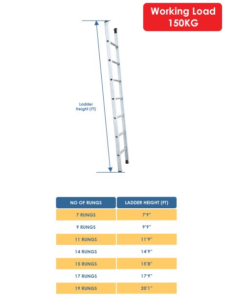 Aluminium Single Pole Ladder – 7 Rungs (KE-S0008)